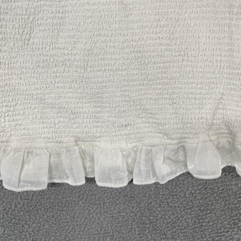 Abercrombie & Fitch Smocked Mini Skirt Womens M White Ruffle Hem Stretch Summer - Picture 10 of 14
